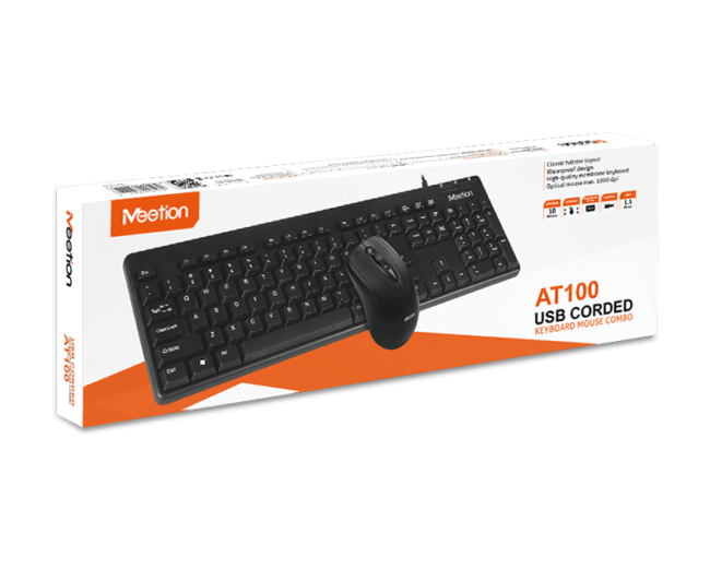 Meetion MT-AT100 USB Corded Keyboard and Mouse Combo