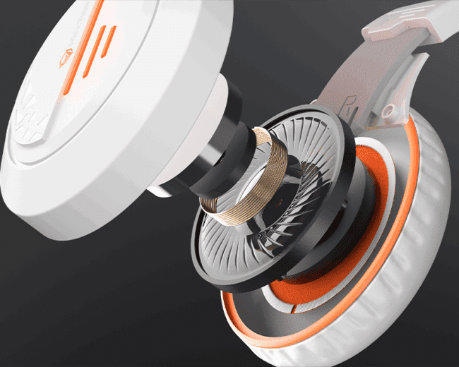 Meetion MT-HP021WO Gaming Headset Backlit 3.5mm Audio Pin *1 with  Audio and USB - White Orange