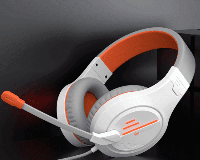 Meetion MT-HP021WO Gaming Headset Backlit 3.5mm Audio Pin *1 with  Audio and USB - White Orange