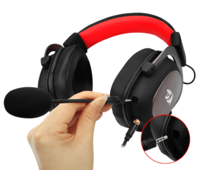 Redragon H510 Zeus Wired Gaming Headset with Detachable Microphone - Black and Red