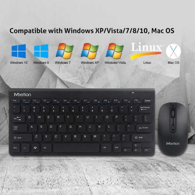 Meetion 2.4G Wireless Mini Combo 4000 (KB&Mouse) Black &  White