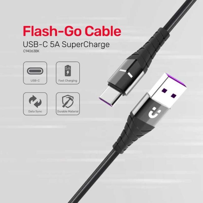Unitek C14063BK Type-C 1M, 5A USB-C Super Charge Cable