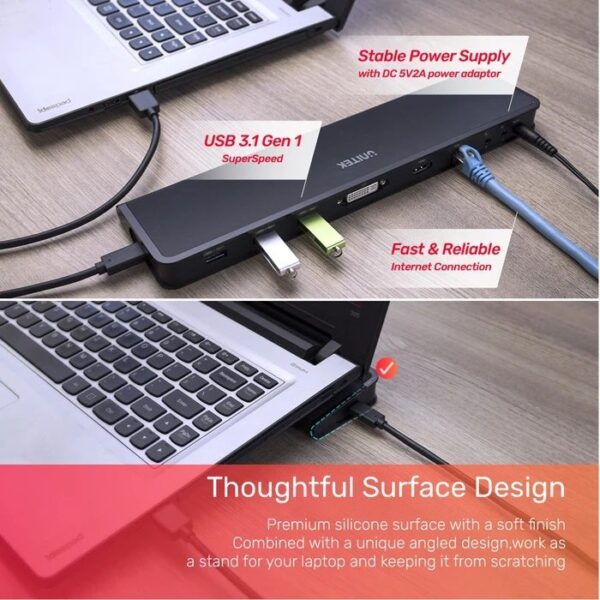 Unitek D001A uHUB S7+ 7 in 1 Universal Docking Station - USB3.1 Type-C Universal Docking Station - Image 9