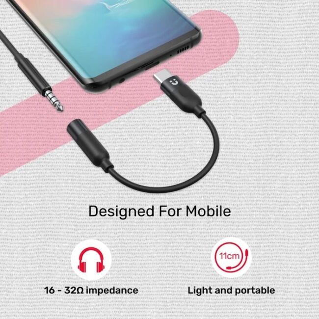 Unitek M1204A USB-C to 3.5mm Headphone Jack Adapter - Black - Image 2