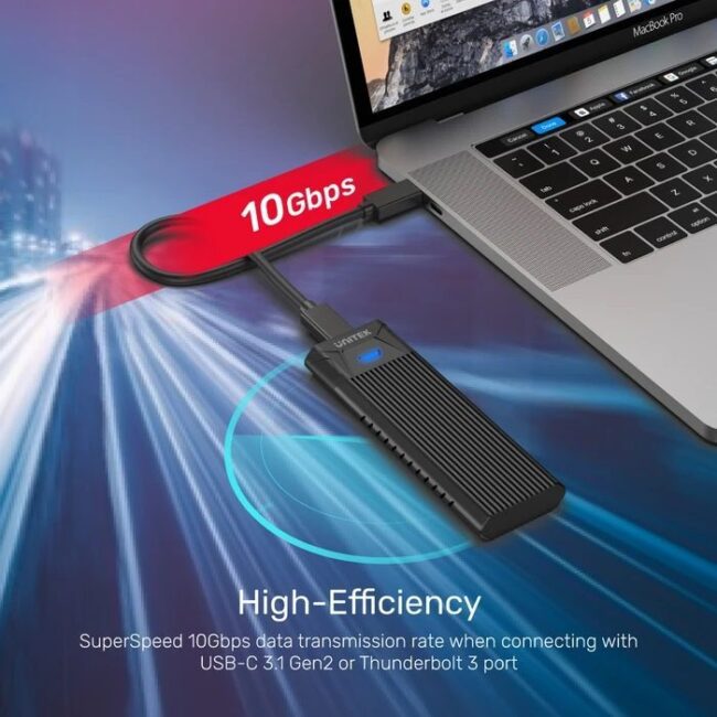 Unitek S1203ABK USB3.1 Gen2 To M.2 SSD Tool-Free (PCIe/NVMe) Enclosure