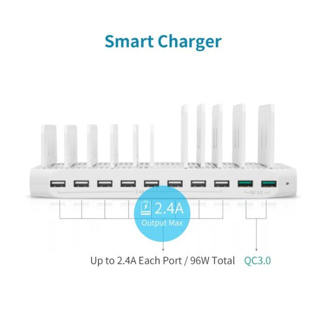 Unitek Y-2190A USB Charging Station 10 Port QC 3.0 96W