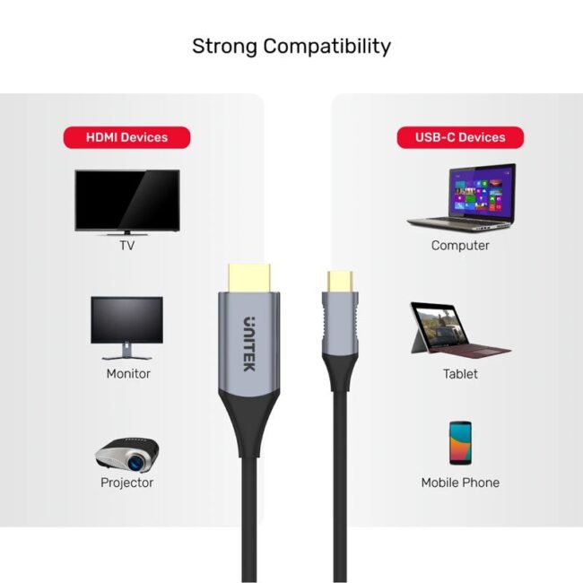 Unitek V1125A 1.8M, USB-C to HDMI Cable (4K 60Hz)