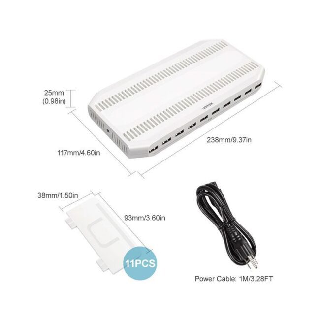 Unitek Y-2172 USB 10-Port Smart Charging Station White, 12V8A Power Adapter