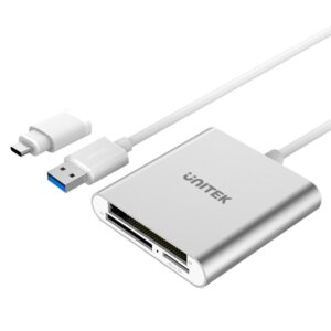 Unitek Y-9313D USB 3.0 3-Port Memory Card Reader with USB Type-C Adaptor