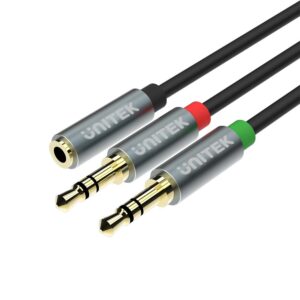 Unitek Y-C957ABK 0.2M, 3.5MM AUX Audio Cable - Female to 2*Male