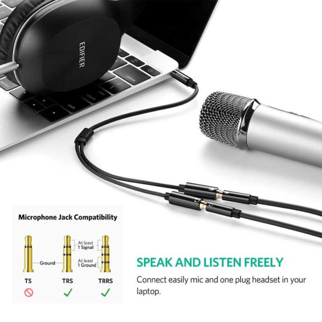 uGreen 3.5mm Adapter with Separate Audio & Mic Plugs - Image 4