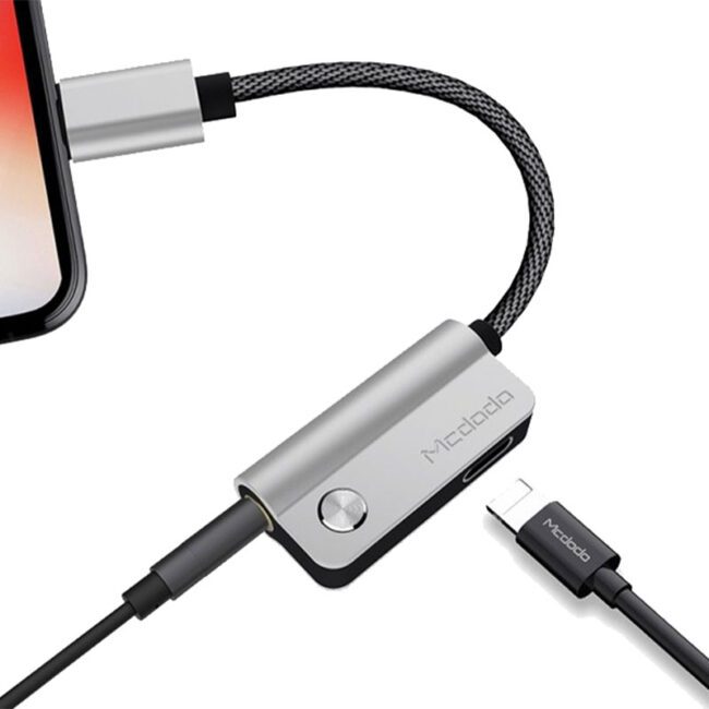 Mcdodo CA-3470 iPhone Lightning to Lightning & Audio 3.5mm Splitter - Silver