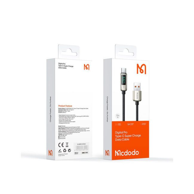 MCDODO CA-8691 CABLE DIGITAL PRO SUPER CHARGE TYPE C 5A 1.2M