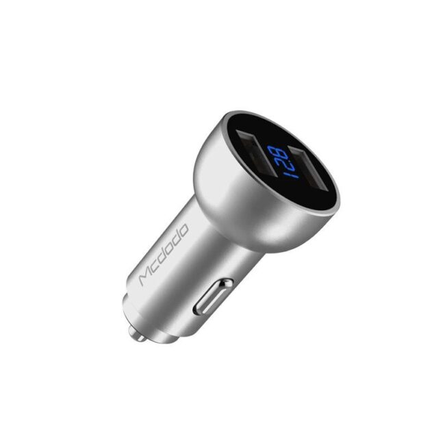Mcdodo CC-3870 5V 3.4A LED Digital Display Dual USB Car Charger - Silver