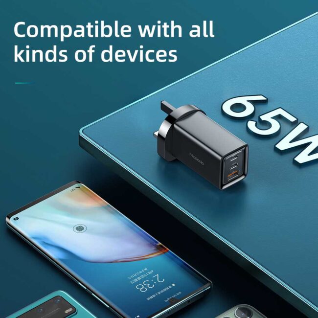 Mcdodo GaN 65W Dual Type-C + USB Mini Size Wall Charger UK plug