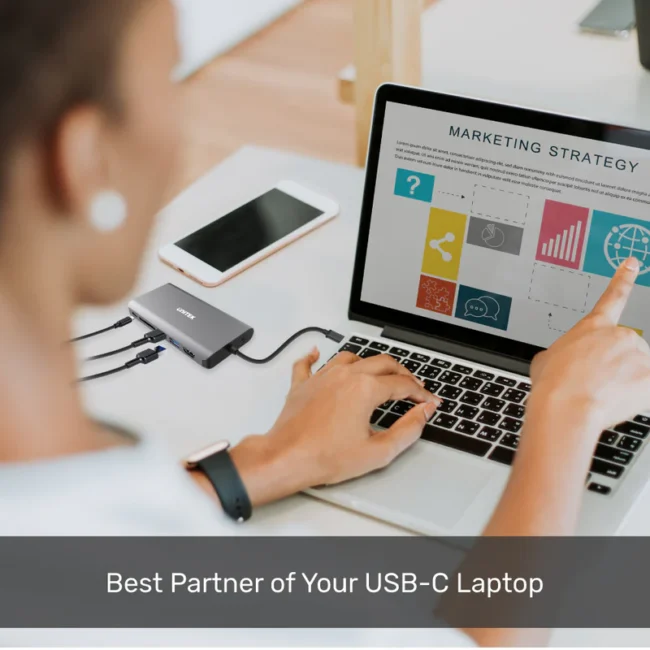 Unitek uHUB O8+ 8-in-1 USB-C Dual Display Hub with USB 5Gbps and PD 100W Charging - Image 4