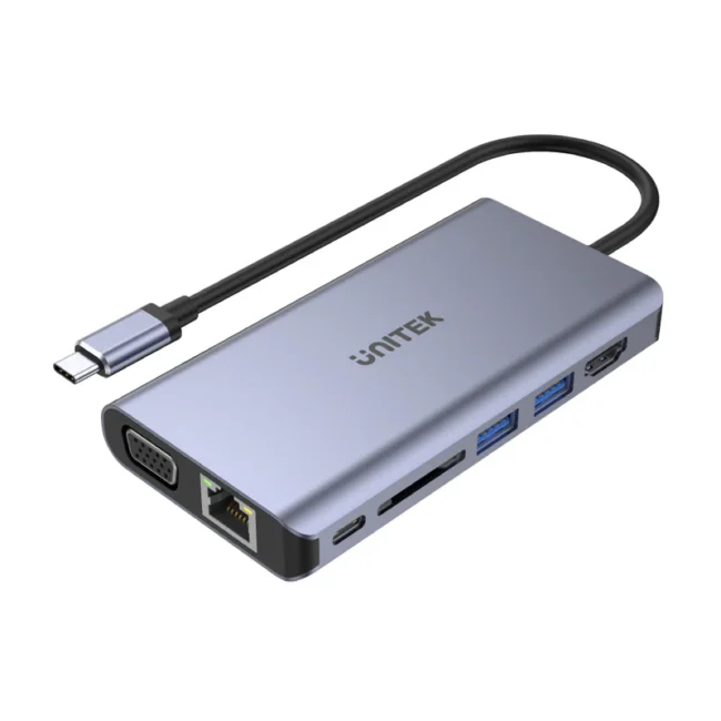 Unitek uHUB O8+ 8-in-1 USB-C Dual Display Hub with USB 5Gbps and PD 100W Charging