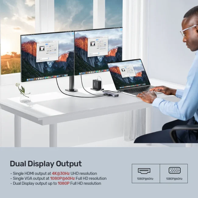Unitek 9-in-1 USB-C Hub with Dual Display, Dual Card Reader and 100W PD - Image 14