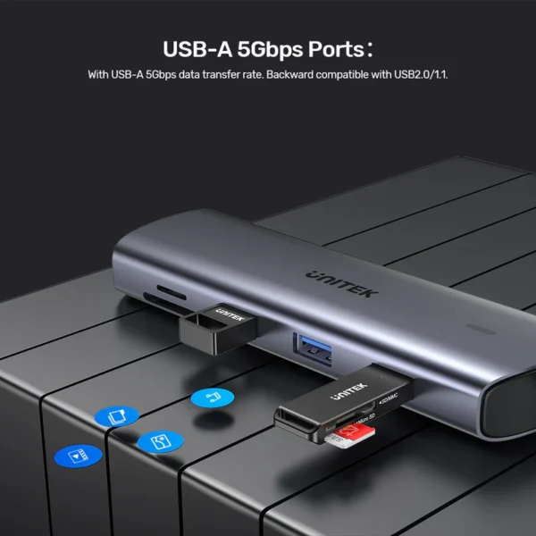 Unitek 9-in-1 USB-C Hub with Dual Display, Dual Card Reader and 100W PD - Image 11