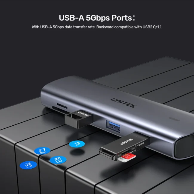 Unitek 9-in-1 USB-C Hub with Dual Display, Dual Card Reader and 100W PD - Image 11