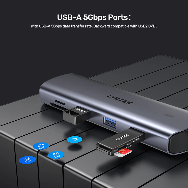 Unitek 9-in-1 USB-C Hub with Dual Display, Dual Card Reader and 100W PD
