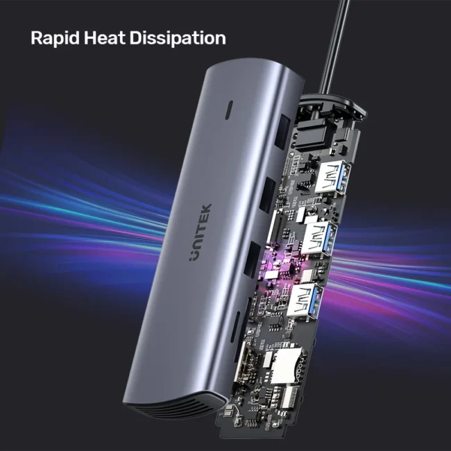 Unitek 9-in-1 USB-C Hub with Dual Display, Dual Card Reader and 100W PD - Image 9