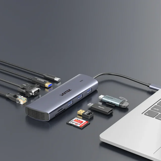 Unitek 9-in-1 USB-C Hub with Dual Display, Dual Card Reader and 100W PD - Image 8