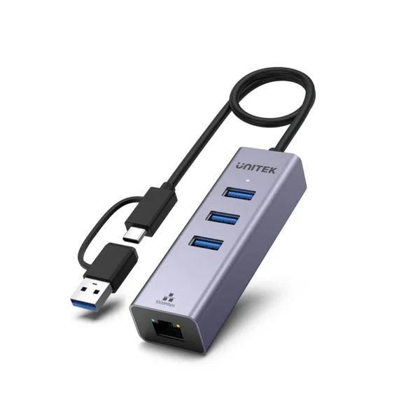 Intertek Hub Unitek 4-in-1 Ethernet Hub – Connect Computers & Mobiles