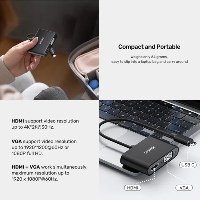 Unitek USB-C to HDMI and VGA Adapter - Image 6