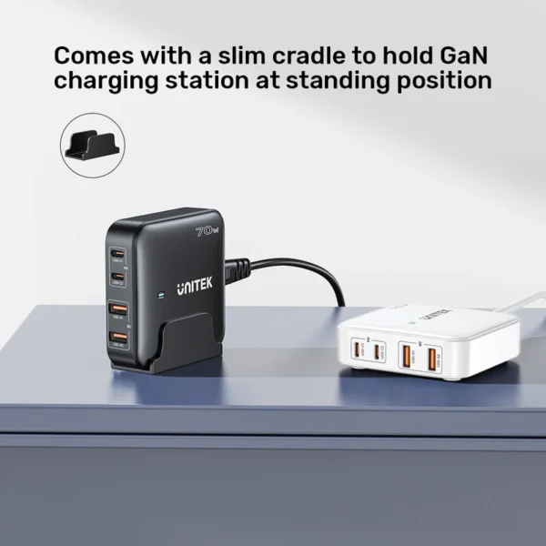 Unitek 70W Desktop Charger  4in1 GaN - white - Image 6