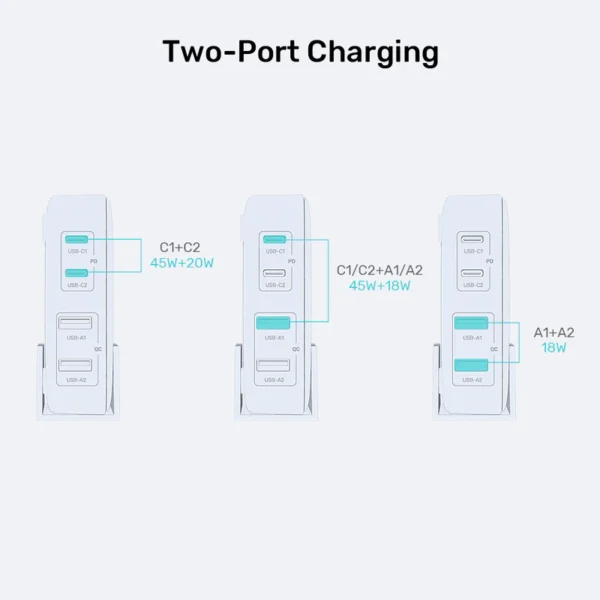 Unitek 70W Desktop Charger  4in1 GaN - white - Image 4