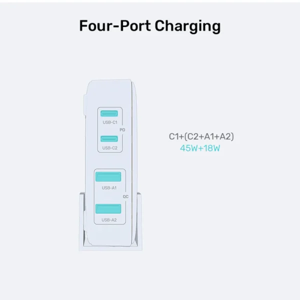 Unitek 70W Desktop Charger  4in1 GaN - white - Image 2