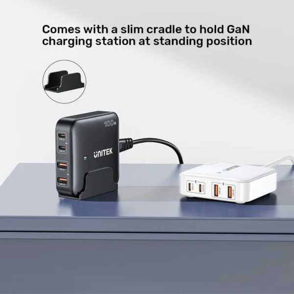 Unitek 100W Desktop Charger  4in1 GaN - white - Image 6