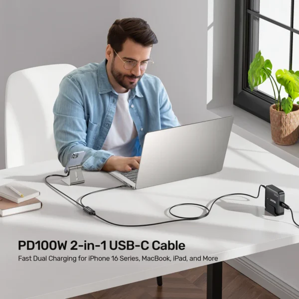 Unitek Type-C to Dual Type-C Charging Cable - 100W Fast Charging - Image 8