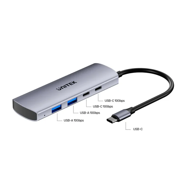 Unitek uHUB Q4 4-in-1 10Gbps USB-C Hub with 2 USB-A & 2 USB-C Ports - Image 4