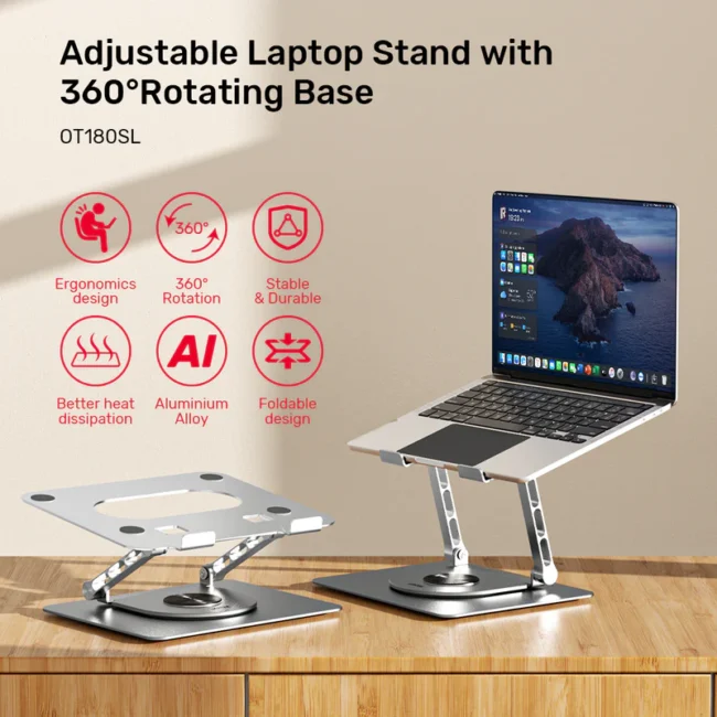 Unitek Adjustable Laptop Stand with 360° Rotating Base - Image 6