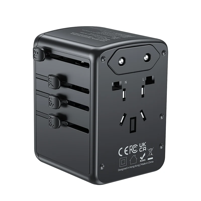 Unitek 35W Universal Travel Adapter with EU/UK/US/AU Plugs, Black - Image 2