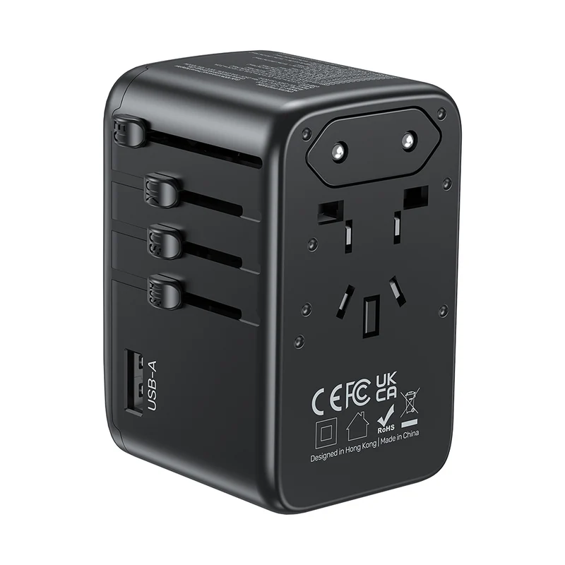 Unitek GaN 100W Universal Travel Adapter with EU/UK/US/AU Plugs, Black - Image 3