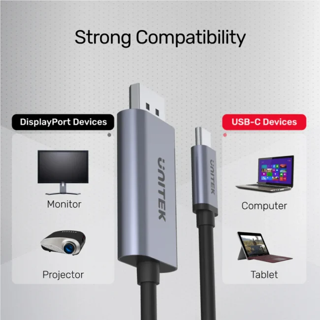 Unitek 4K 60Hz USB-C to DisplayPort 1.2 Cable - Image 4