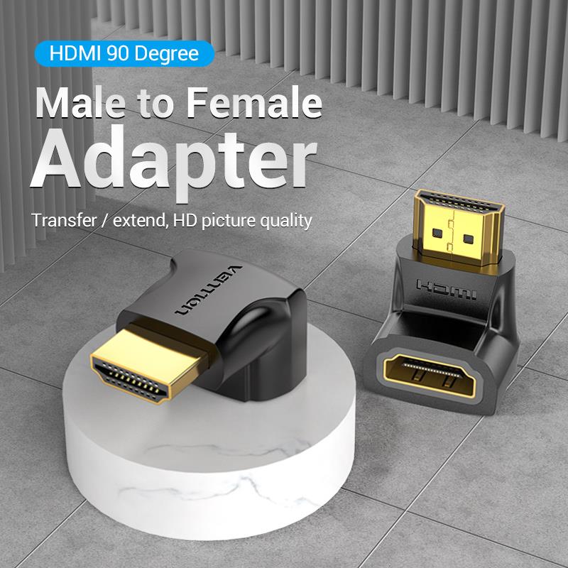 Vention HDMI 90 Degree Male to Female Adapter Black - Image 2