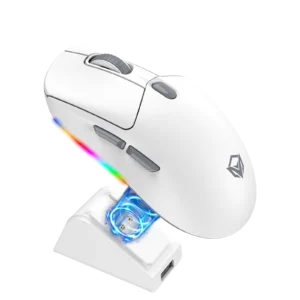 Meetion GW38 Wireless Tri-Mode Mouse with Magnetic Charging Dock - White