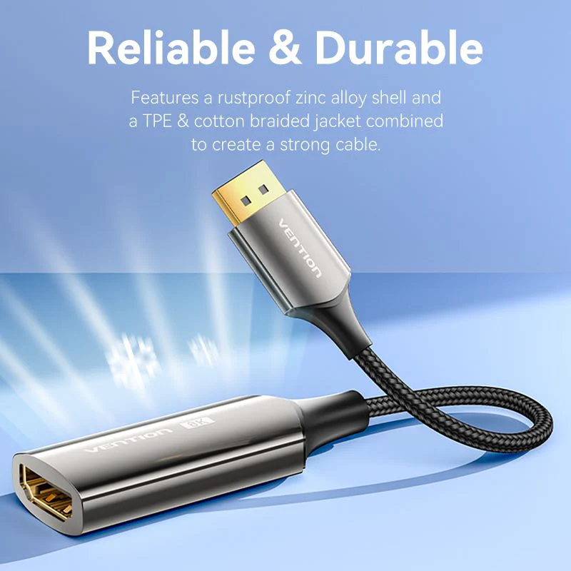 Vention Cotton Braided DP Male to HDMI Female 8K Converter - Image 3