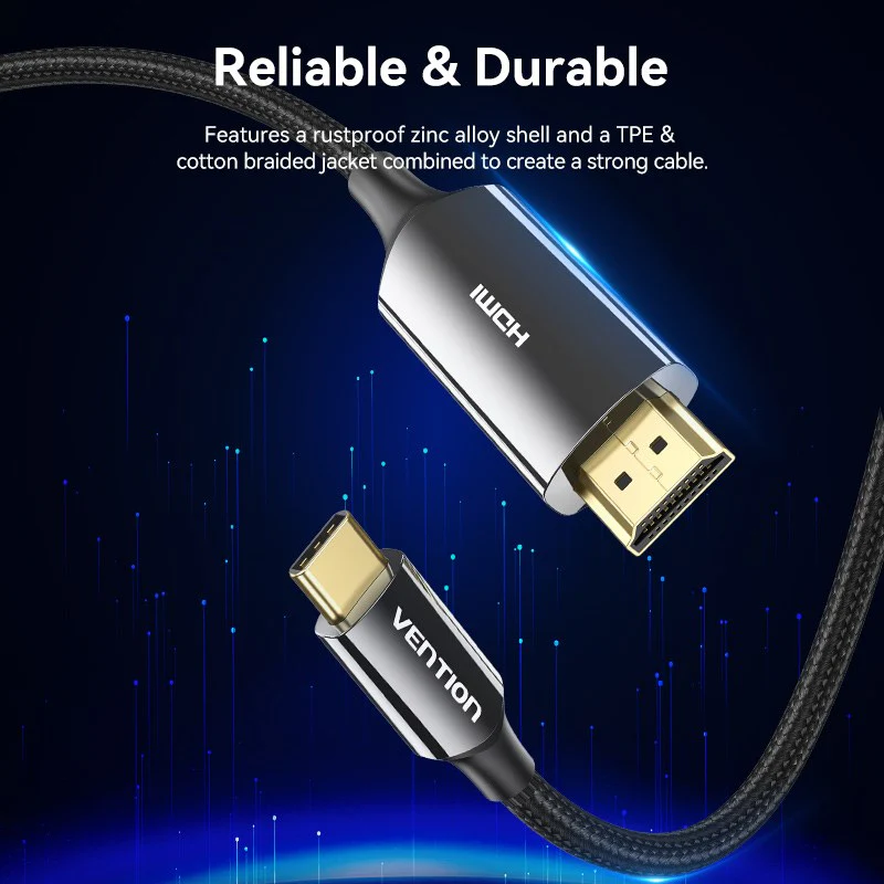 Vention Cotton Braided USB-C to HDMI-A 8K HD Cable 1.8M - Image 3