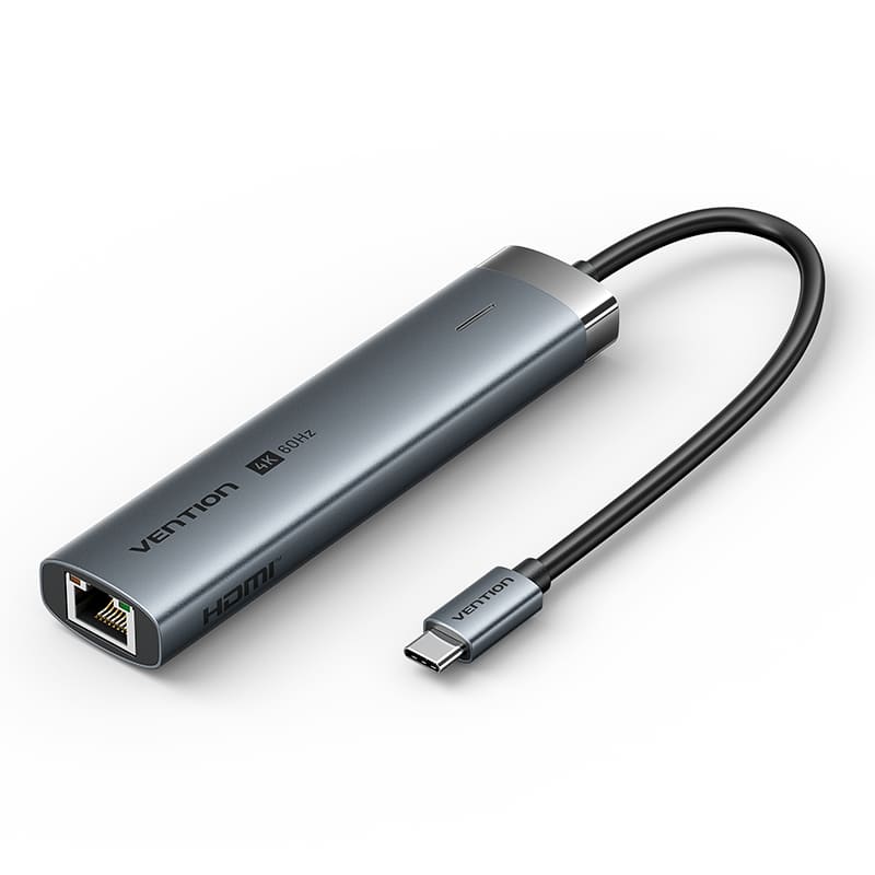 Vention USB-C to HDMI (4K-60Hz) / USB3.0x2 / USB 3.2 Type C /  RJ45 / PD 100W / Docking Station 0.15M