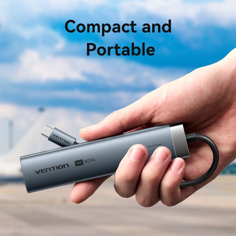 Vention USB-C to HDMI (4K-60Hz) / USB3.0x2 / USB 3.2 Type C /  RJ45 / PD 100W / Docking Station 0.15M - Image 10