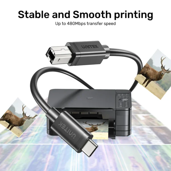 Unitek USB-C to USB-B Data and Charging Cable - Image 5