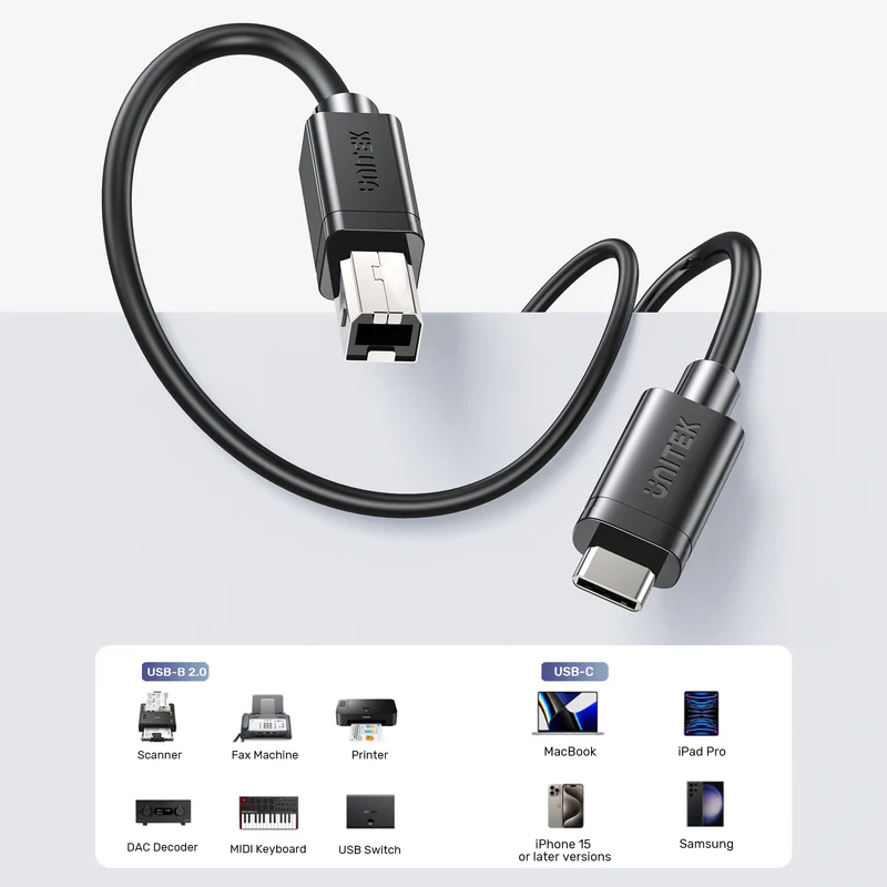 Unitek USB-C to USB-B Data and Charging Cable - Image 3