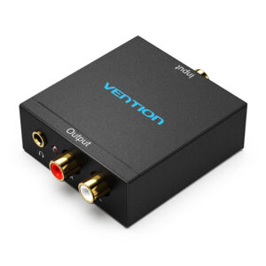 Vention Digital to Analog Audio Converter -  Optical Fiber/Coaxial Digital Audio to TRS 3.5mm/2RCA Audio Converter Black Aluminum Alloy