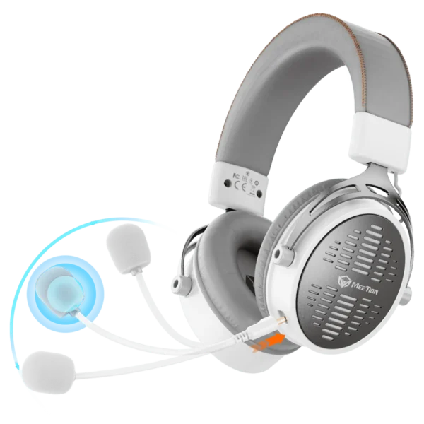 Meetion BTH013 50MM Wireless Surround Sound Gaming Headset Tri-Mode Leather Form White - Image 5