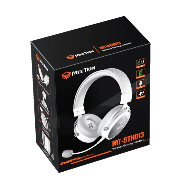 Meetion BTH013 50MM Wireless Surround Sound Gaming Headset Tri-Mode Leather Form White - Image 6